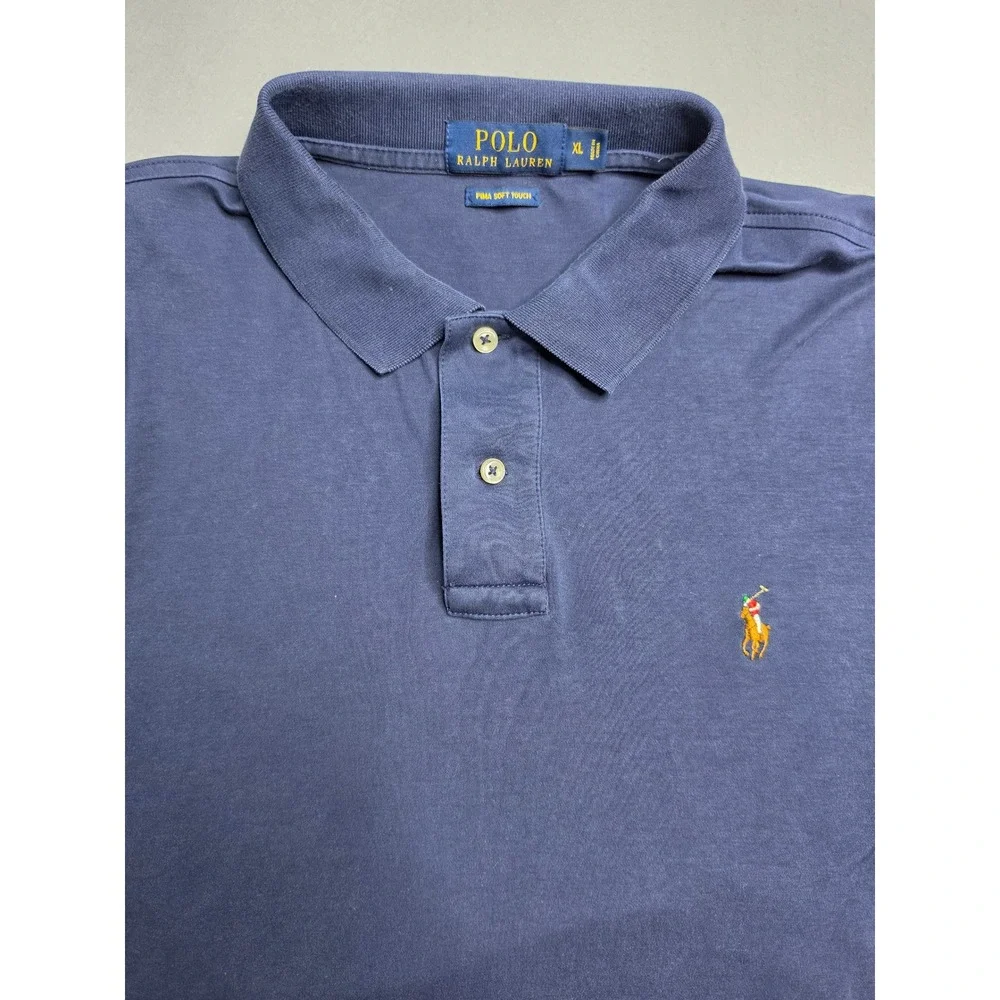 Polo Ralph Lauren Polo Shirt Men's XL Navy Blue Pima Soft Touch Golf Tennis